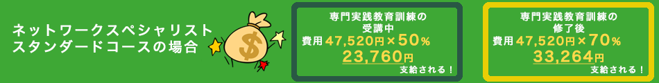 ネットワークスペシャリストスタンダードコースの支給額